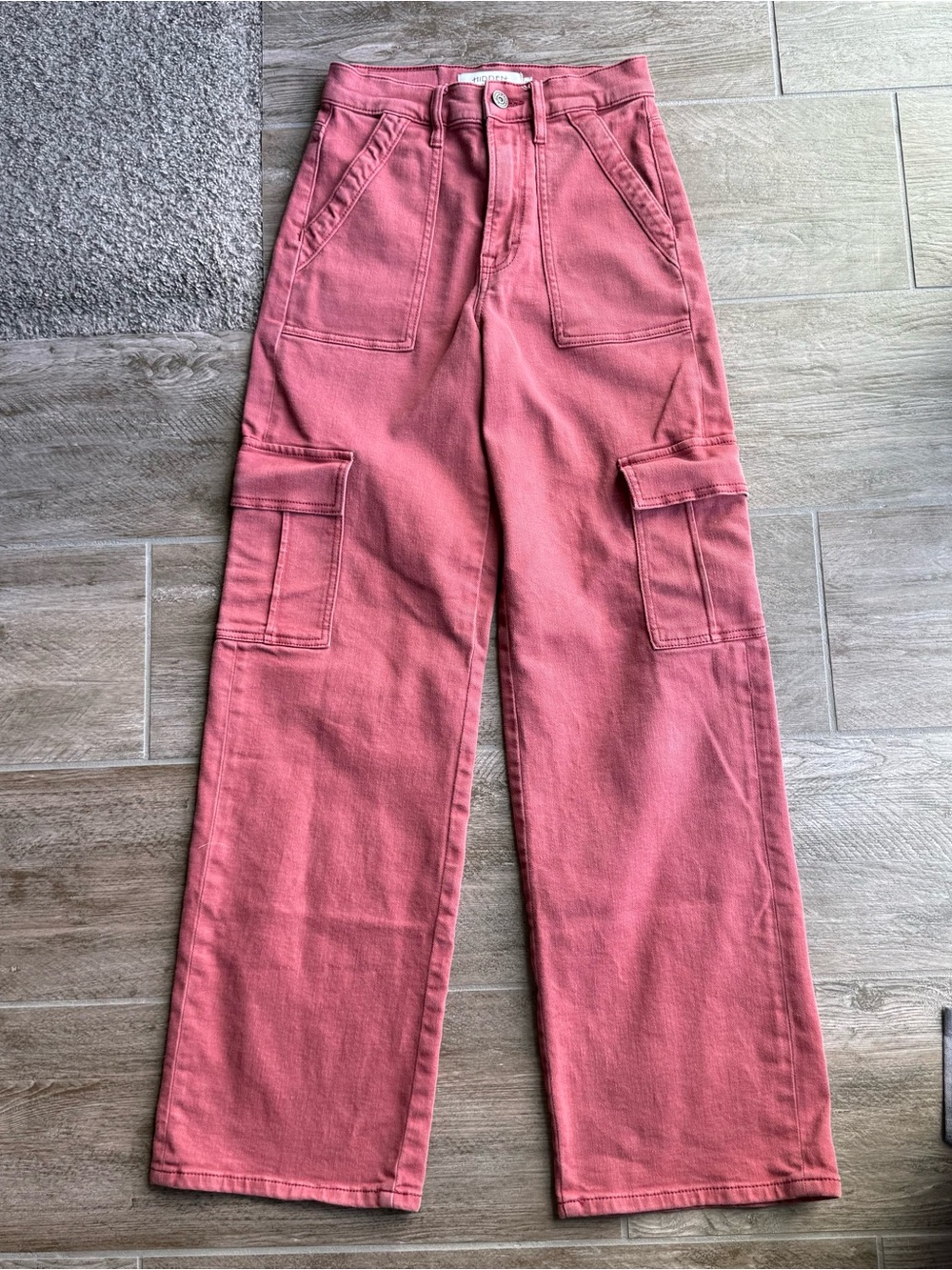 HIDDEN Jeans Los Angeles Women's Size 24 Pink Cargo Pants Wide Leg Y2K